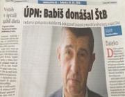 Cenzurovaná ČR, Slovensko se nebojí. SME: Babiš donášal ŠtB